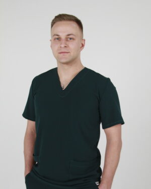 KEIA | Scrubs medyczny męski | Butelkowa zieleń