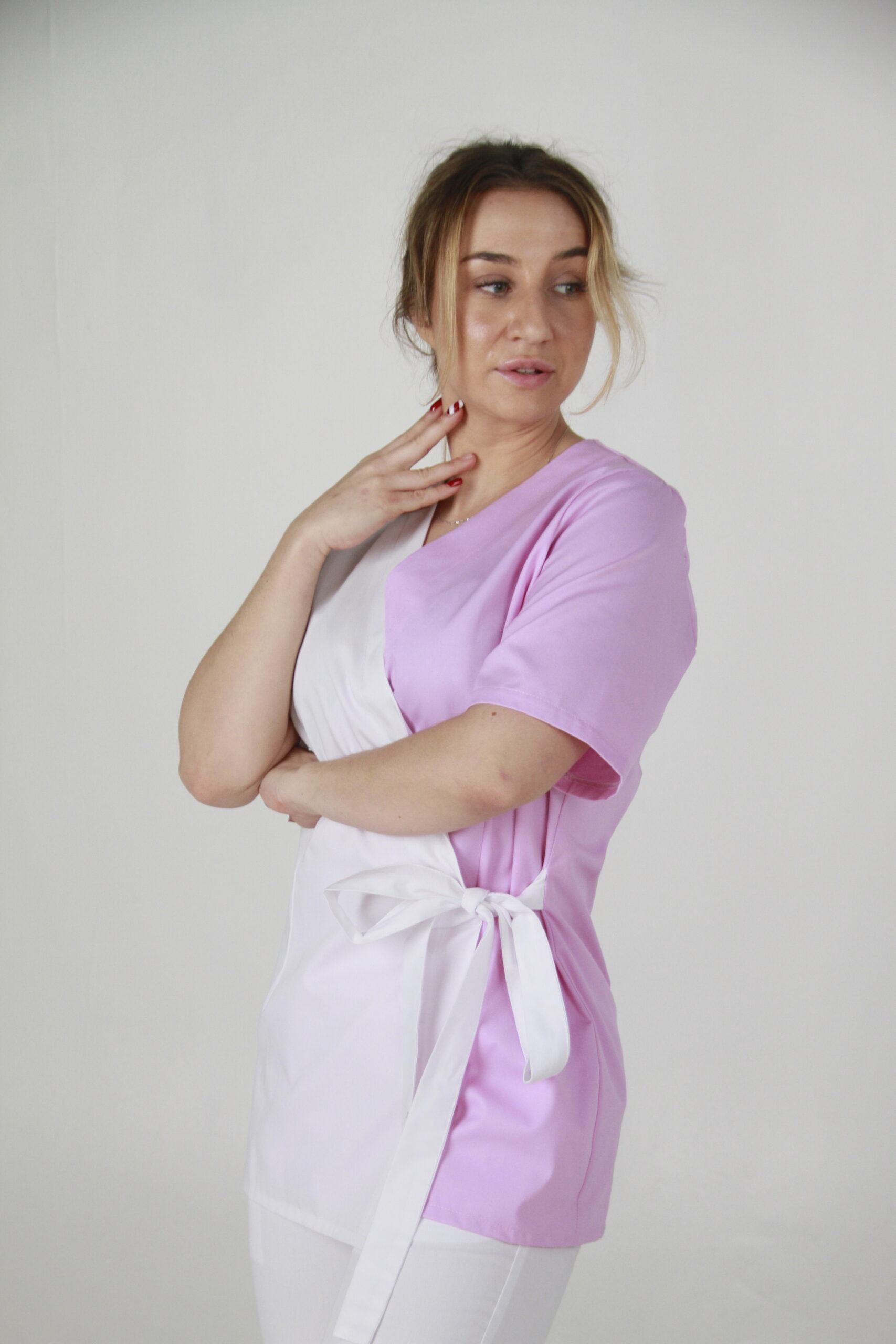 KEIA | Kimono damskie biało- różowe